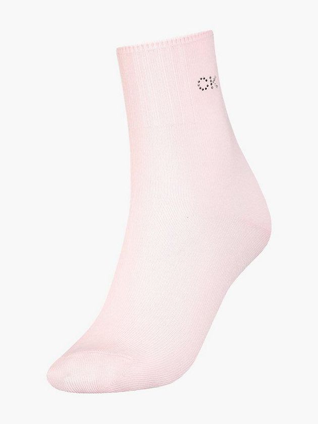 Calvin Klein USA Crystal Logo Crew Womens Socks Pink 3012958-MN